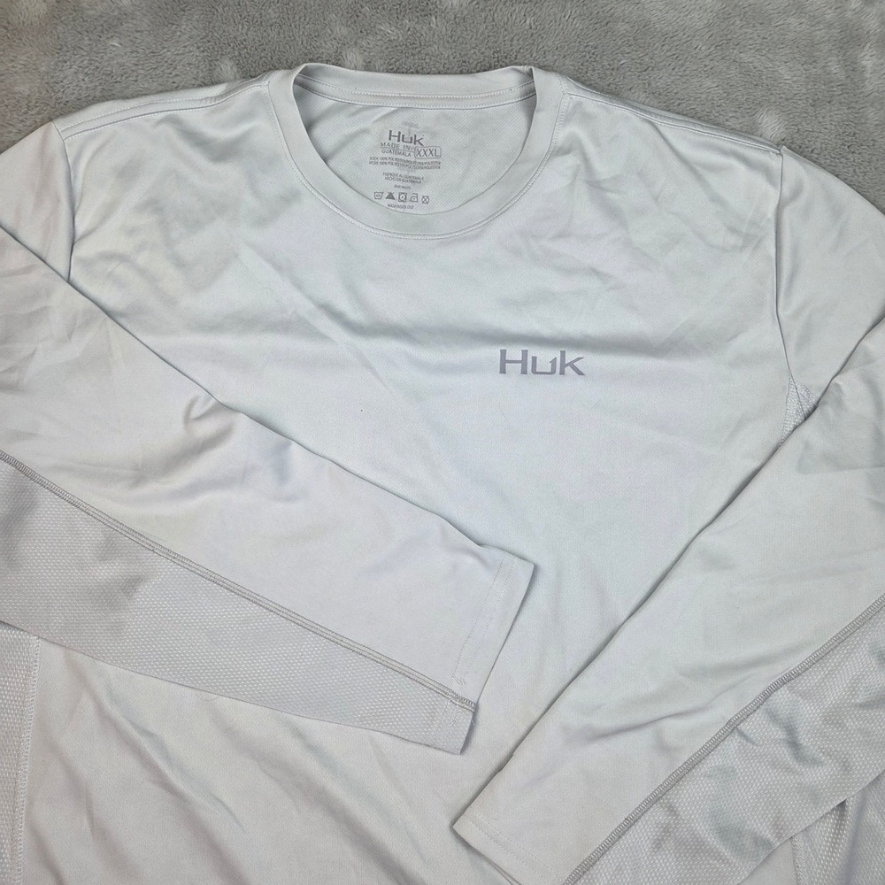 Huk Performance Fishing Shirt Mens XXXL Long Sleeve Mesh Vent Technical Grey
